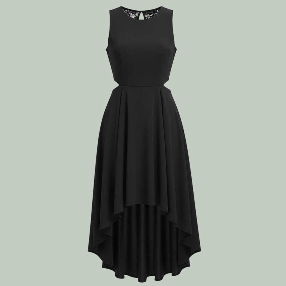 Whimsigoth Lace Cutout Hi-Lo Open Back Dress Womens XS Black Chelsea & Violet